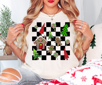 Checkered Christmas DTF Print