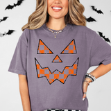 Checkered Pumpkin Face DTF Print