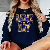 Checker Game Day Royal Blue DTF Print