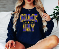 Checker Game Day Royal Blue DTF Print