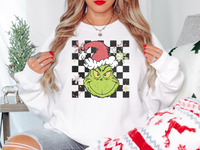 Distressed Checker Grinch DTF Print