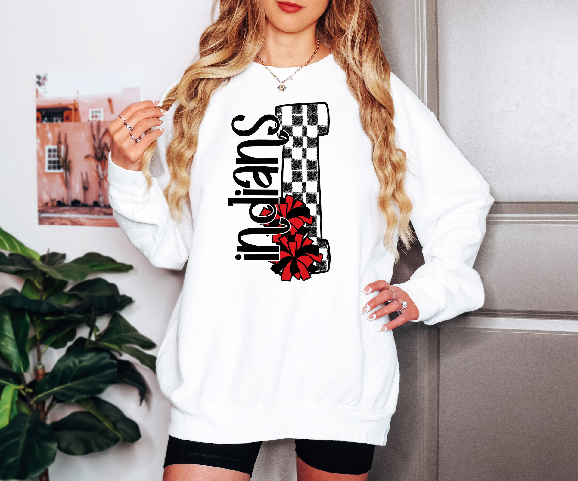 Indians Checker Cheer DTF Print