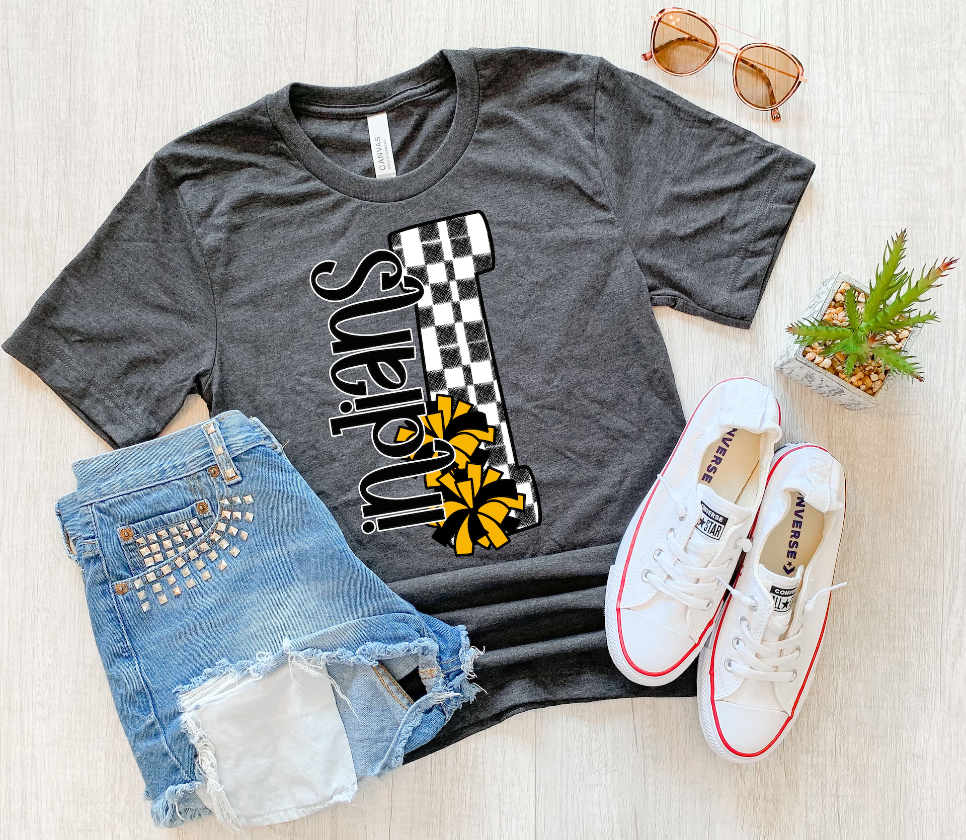 Indians Checker Cheer DTF Print