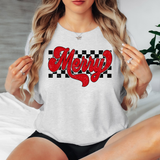 Retro Checker Merry DTF Print