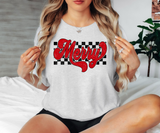 Retro Checker Merry DTF Print