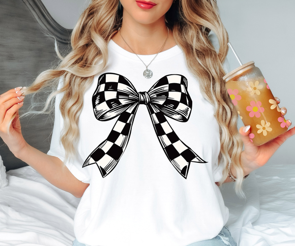 Coquette Checker Ribbon DTF Print