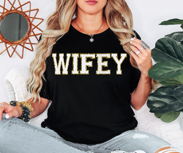 Wifey Faux Chenille Patch DTF Print