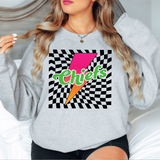 Chiefs Checker Leopard Bolt DTF Print