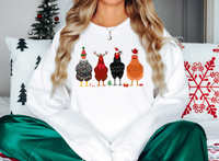 Christmas Chickens DTF Print