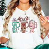 Glitter Effect Christmas Cups DTF Print