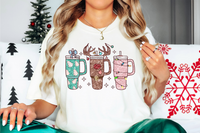 Glitter Effect Christmas Cups DTF Print