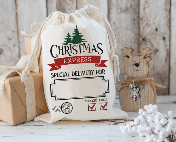 Personalized Christmas Express Santa Sack DTF Print