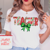 Coquette Christmas Teacher DTF Print