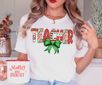 Coquette Christmas Teacher DTF Print