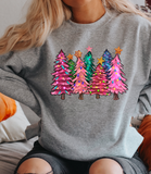 Lit Christmas Trees  DTF Print