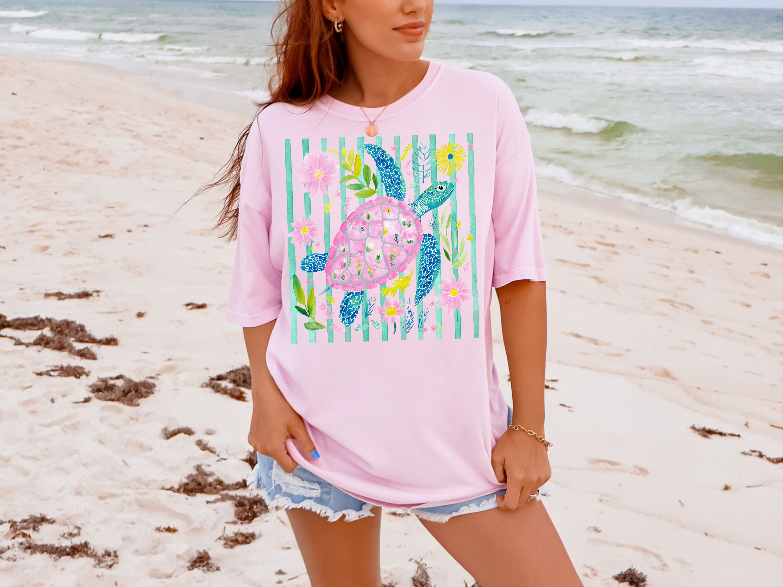 Coastal Sea Turtle DTF Print