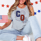 Fireworks CO Colorado Faux Glitter DTF Print
