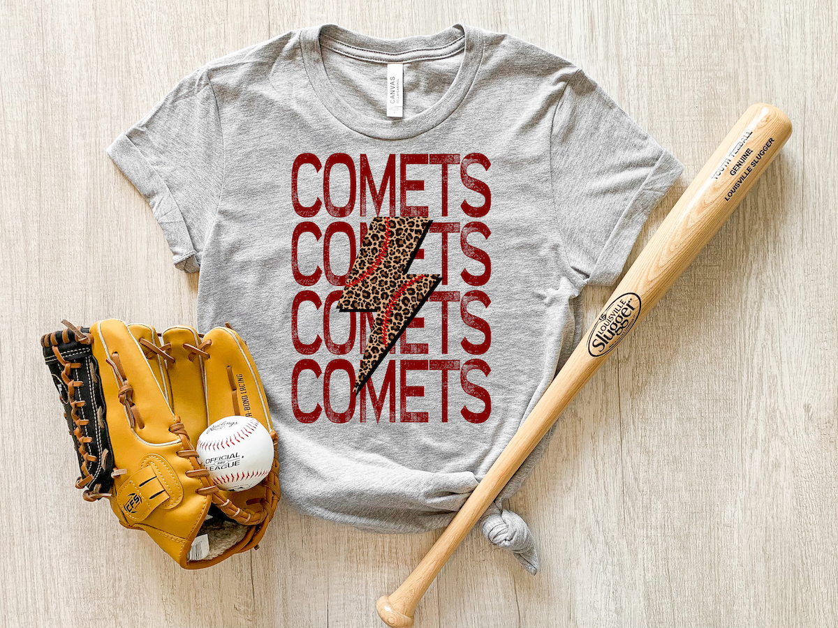 Comets Baseball Bolt DTF Print
