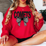 Comets Coquette Checker Bow DTF Print