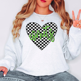 Comets Retro Checker Heart DTF Print