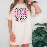 Retro Mama Checkered Coquette Pink Bow DTF Print