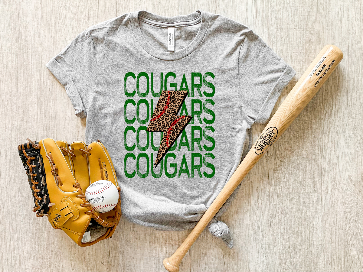 Cougars Baseball Bolt DTF Print