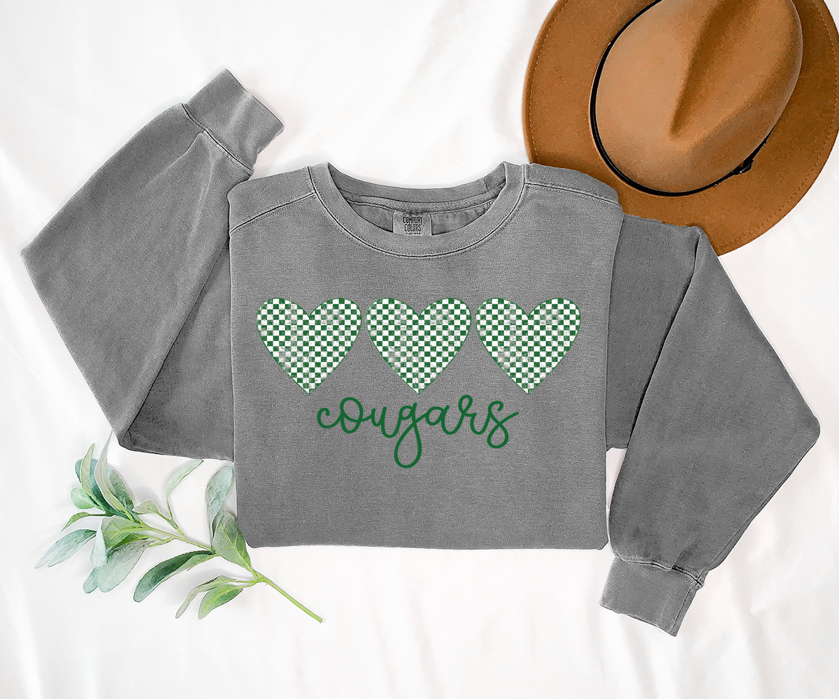 Cougars Checker Heart Trio DTF Print