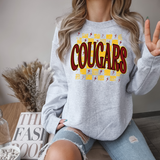 Distressed Cougars Checker DTF Print