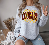 Distressed Cougars Checker DTF Print