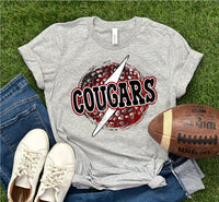 Cougars Circle Leopard Bolt DTF Print