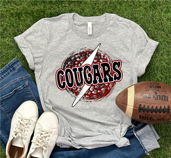 Cougars Circle Leopard Bolt DTF Print