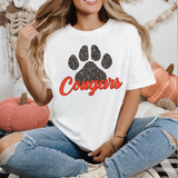 Cougars Faux Glitter Paw DTF Print