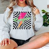 Cougars Checker Bolt Distressed DTF Print