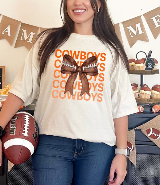 Cowboys Repeat Football Bow DTF Print