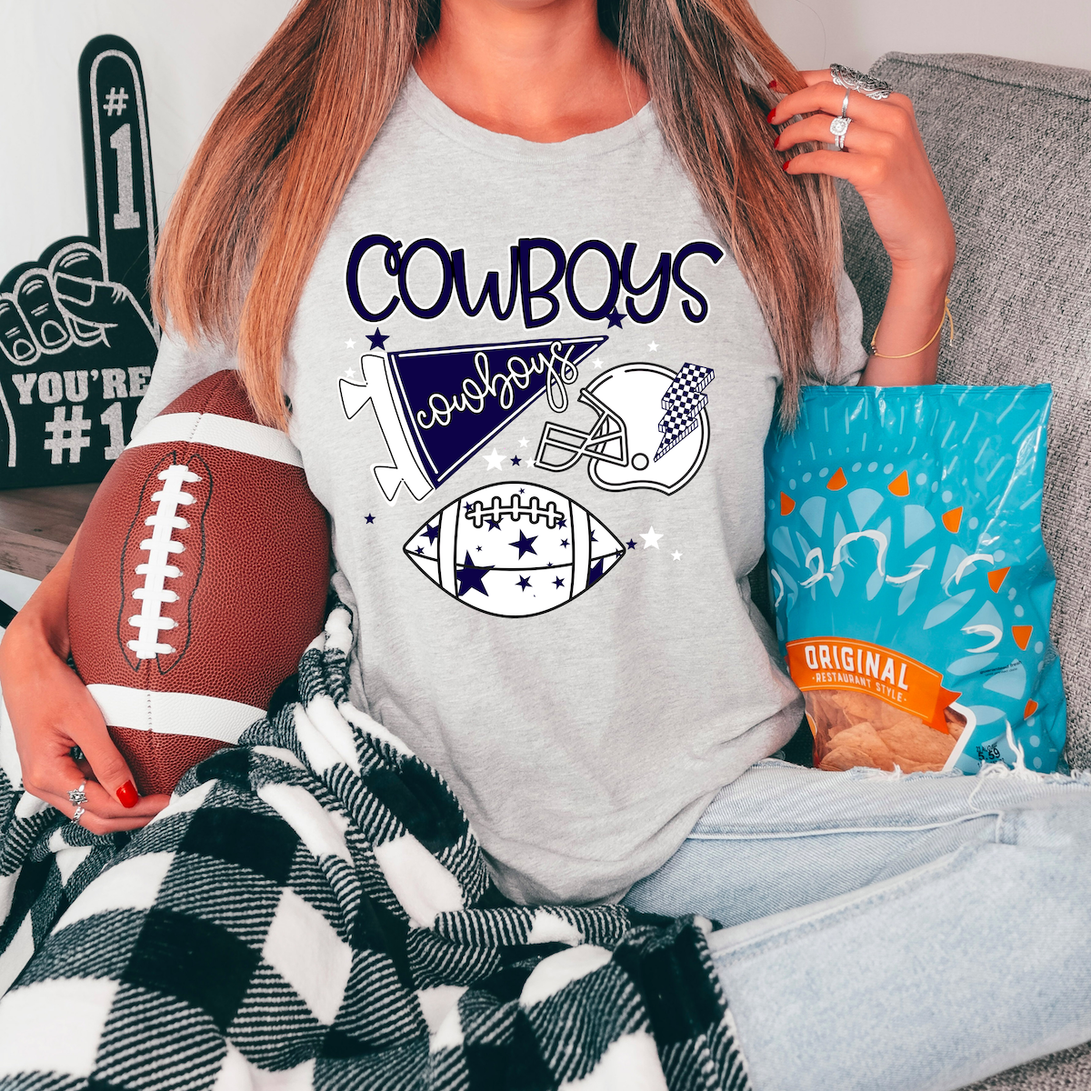 Cowboys Football Retrocollage DTF Print