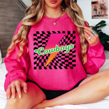 Cowboys Checker Leopard Bolt DTF Print