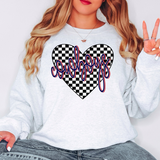 Cowboys Retro Checker Heart DTF Print