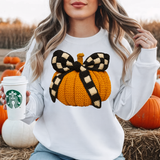 Checker Bow Faux Yarn Pumpkin DTF Print