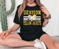 Denison Yellow Jackets Grunge Heart Football DTF Print