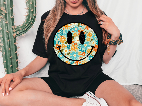 Distressed Floral Circle DTF Print