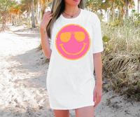 Distressed Pink Orange Smile DTF Print