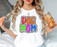 Neon Dog Mom Dotted Doodle DTF Print