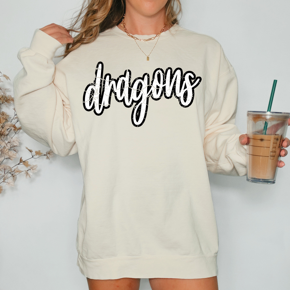 Dragons Crackle Cursive Teams DTF Print