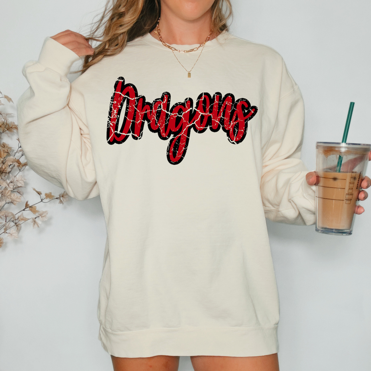 Dragons Crackle Cursive Teams DTF Print