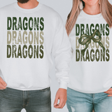 Dragons Matching Stacked Camo Greens DTF Print