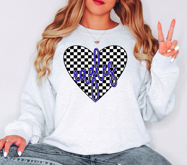 Eagles Retro Checker Heart DTF Print