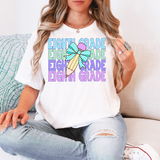 Back To School Repeat Pastel Checker Pencil Middle High DTF Print