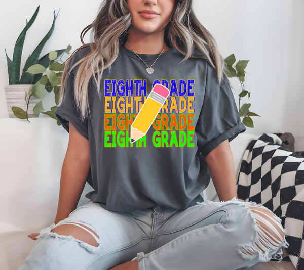 Eighth Grade Bookworm Repeat Solid Pencil DTF Print