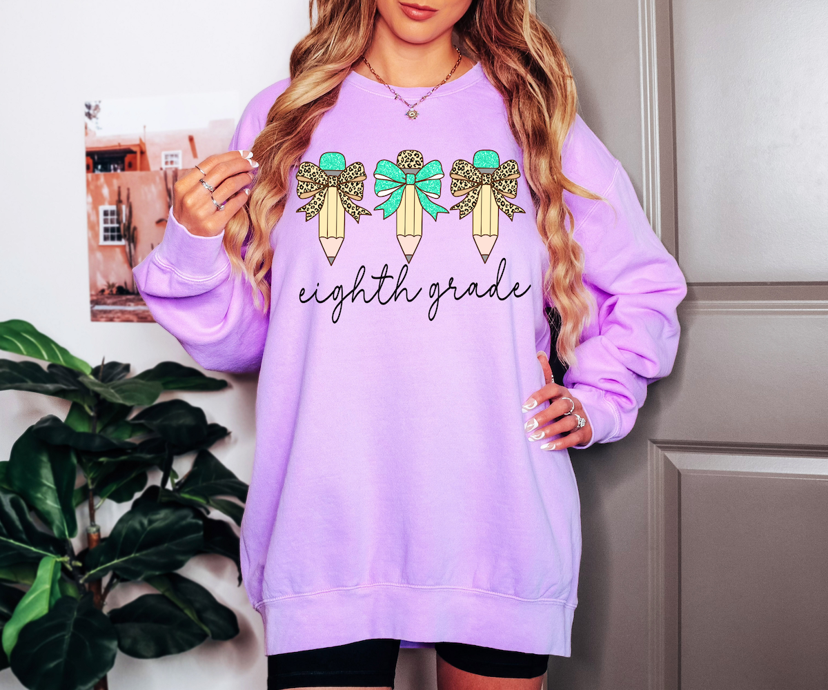 Back To School Teal Leopard Pencil Trio Middle High DTF Print