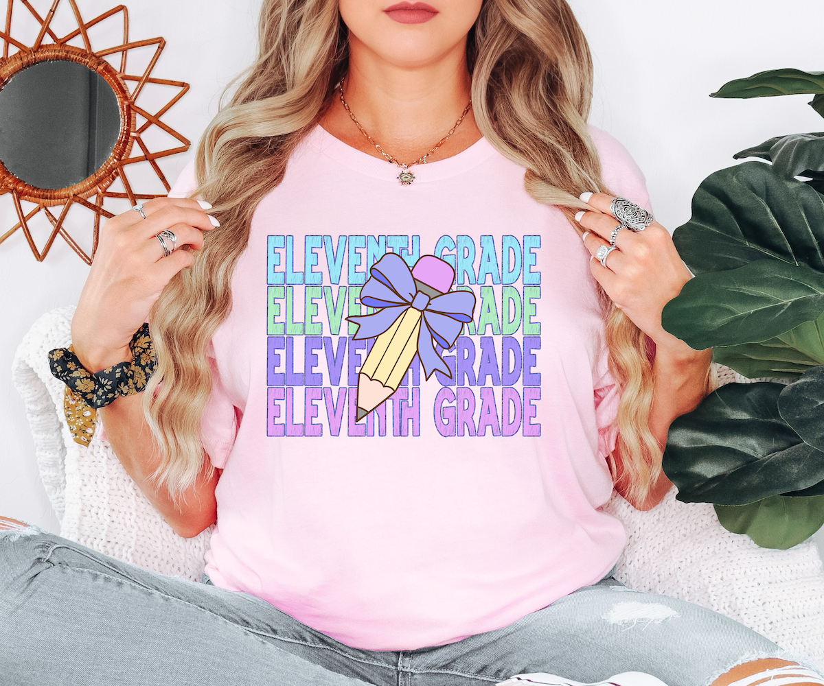Back To School Repeat Pastel Purple Pencil Middle High DTF Print